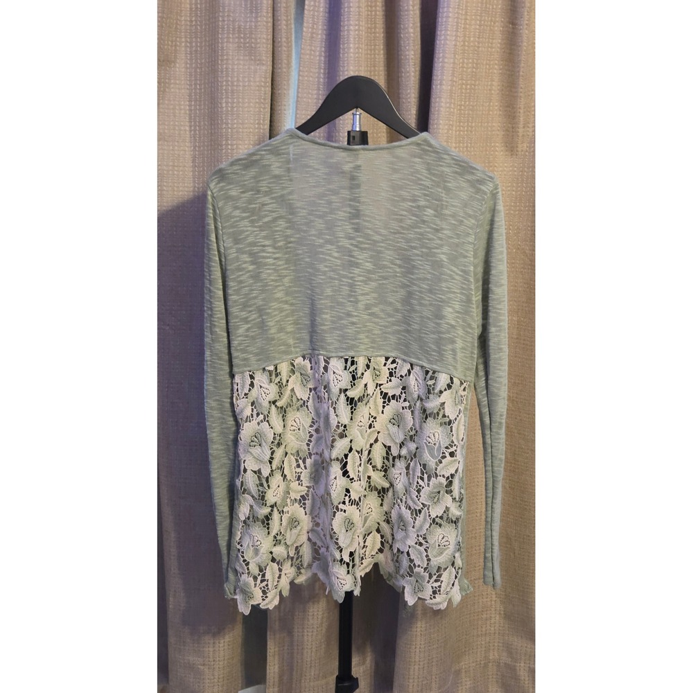 Cupio Green Lace Back Cardigan Women's Size XL Draped Front - Picture 2 of 8